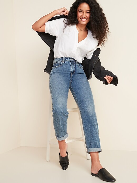 Image number 8 showing, Extra High-Waisted Sky-Hi Straight Rigid Jeans for Women