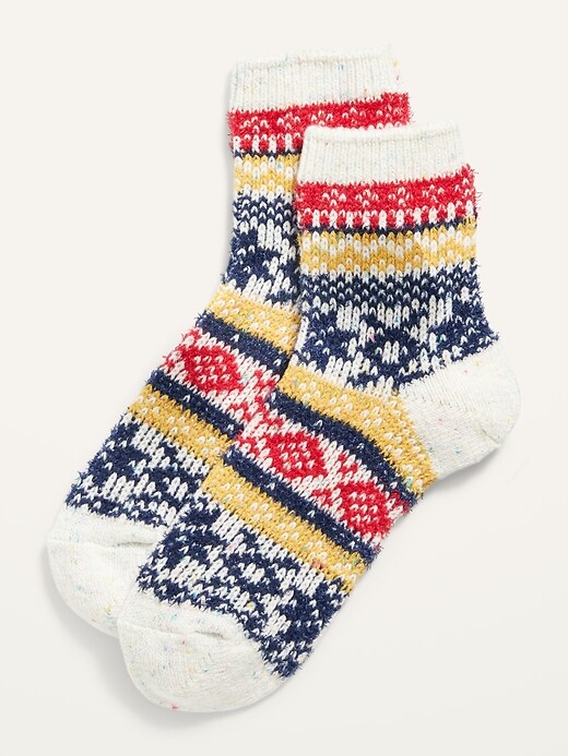 View large product image 1 of 1. Fair Isle Quarter Crew Socks For Women