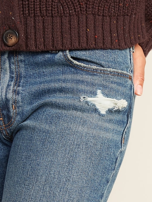 Image number 4 showing, Mid-Rise Distressed Boyfriend Straight Jeans for Women