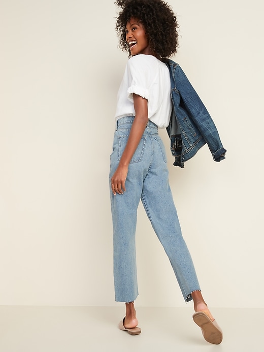 Image number 7 showing, Extra-High Waisted Sky-Hi Straight Rigid Raw-Edge Jeans for Women