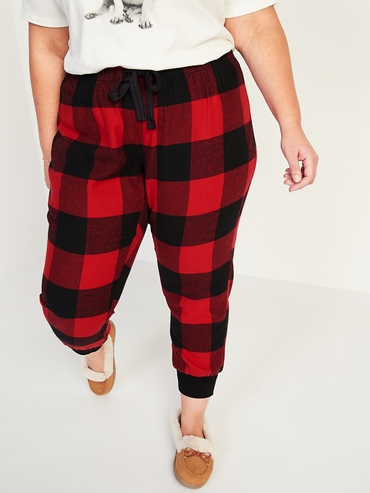 Image number 1 showing, Patterned Flannel Jogger Plus-Size Pajama Pants