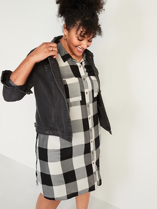 Image number 3 showing, Plaid Lightweight Flannel Plus-Size No-Peek Shirt Dress