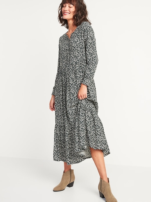 Image number 1 showing, Printed Tiered-Hem Maxi Swing Dress for Women