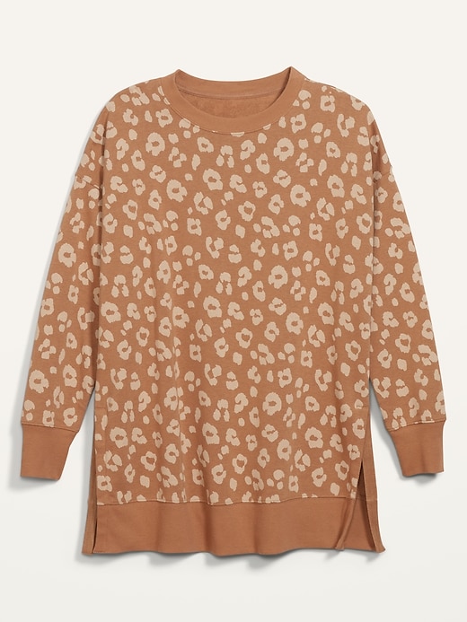 Image number 4 showing, Loose Vintage Leopard-Print Tunic Sweatshirt for Women