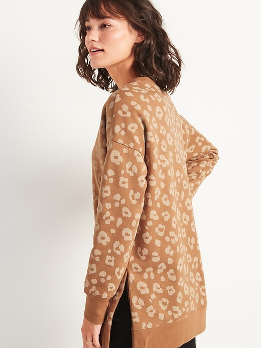 Image number 2 showing, Loose Vintage Leopard-Print Tunic Sweatshirt for Women