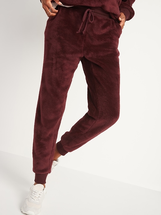 View large product image 1 of 1. Mid-Rise Cozy Faux-Fur Jogger Sweatpants