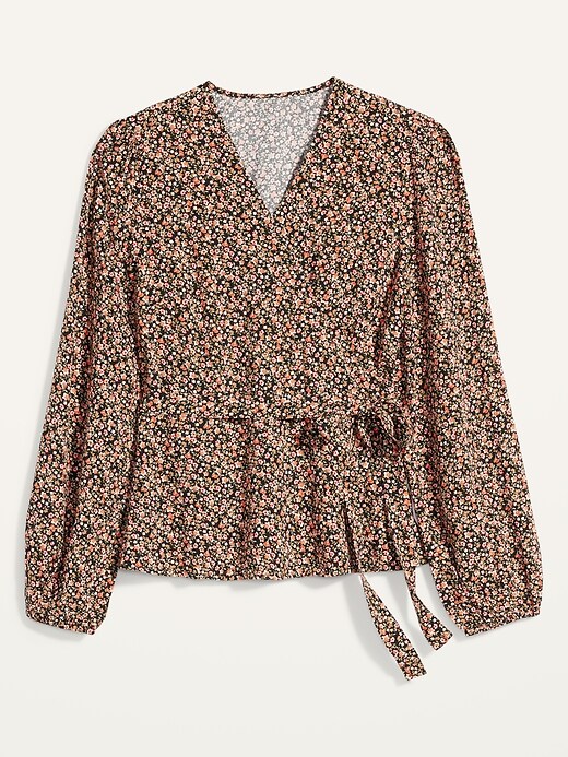 FloralPrint TieBelt Wrap Blouse for Women Old Navy