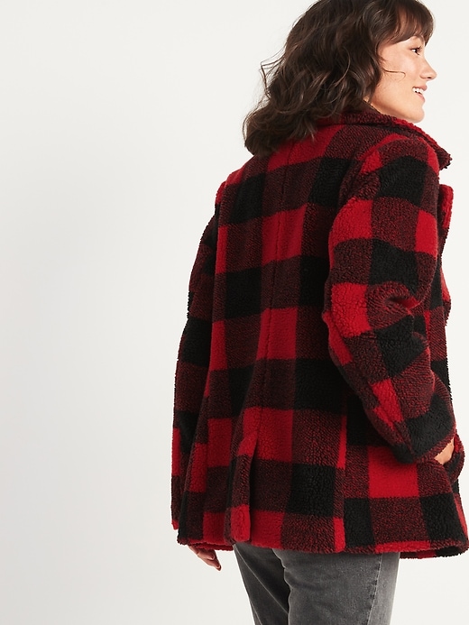 Image number 2 showing, Cozy Plaid Sherpa Peacoat for Women
