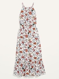 View large product image 3 of 3. Waist-Defined Floral-Print Plus-Size Sleeveless Maxi Dress
