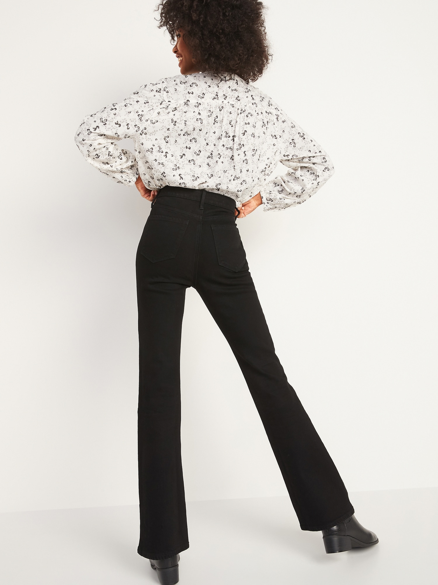 Extra High-Waisted Flare Black Jeans for Women