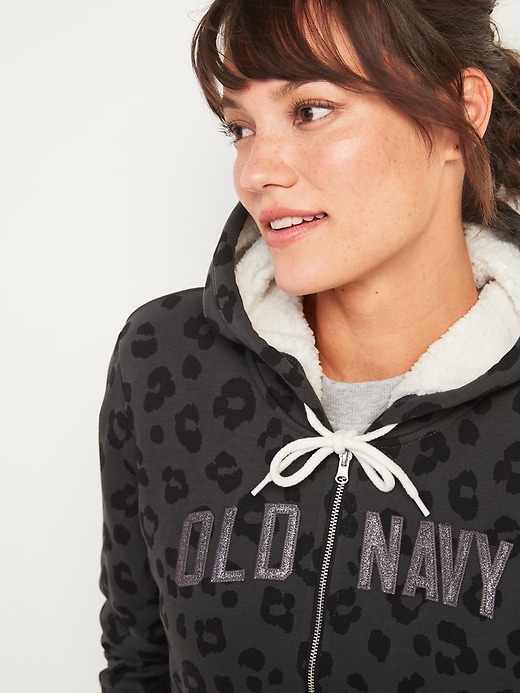 Image number 3 showing, Cozy Sherpa-Lined Logo-Graphic Zip Hoodie