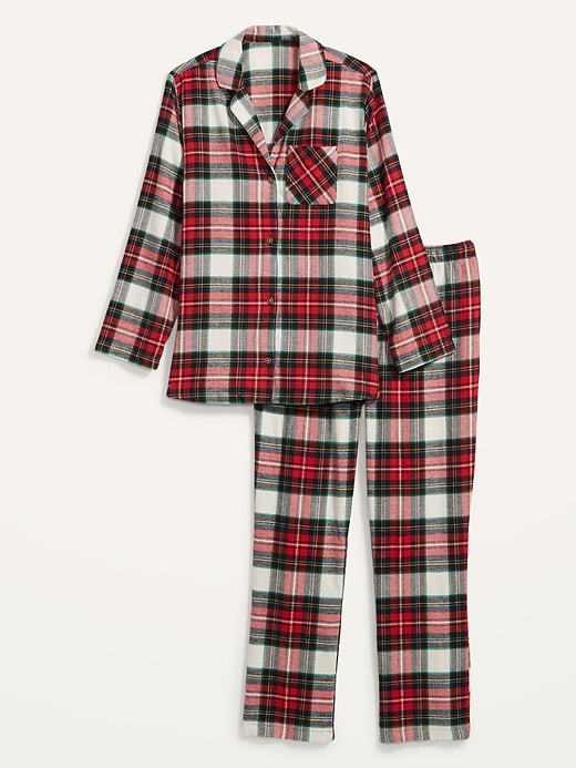 View large product image 2 of 2. Patterned Flannel Plus-Size Pajama Set