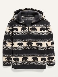 View large product image 3 of 3. Gender-Neutral Printed Sherpa 1/2-Zip Pullover Hoodie For Kids