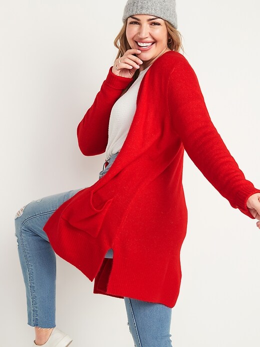 Image number 2 showing, Cozy Long-Line Open-Front Sweater for Women