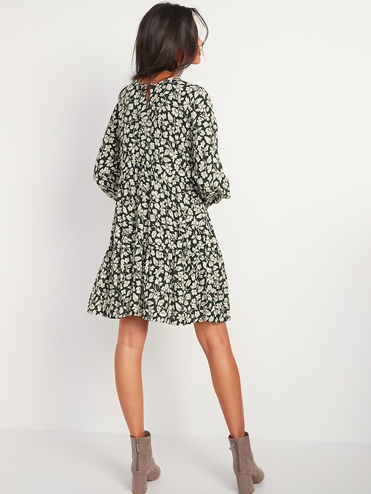 Image number 2 showing, Floral-Print Long-Sleeve Swing Dress for Women