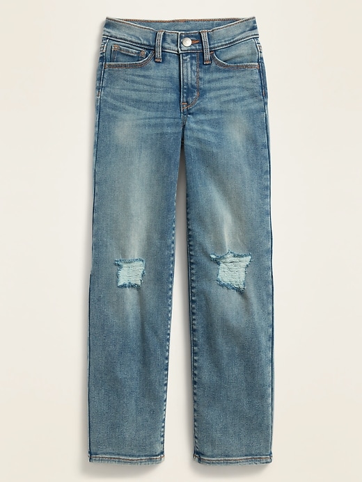 View large product image 2 of 2. POPSUGAR x Old Navy High-Waisted O.G. Slim Straight Distressed Light-Wash Jeans