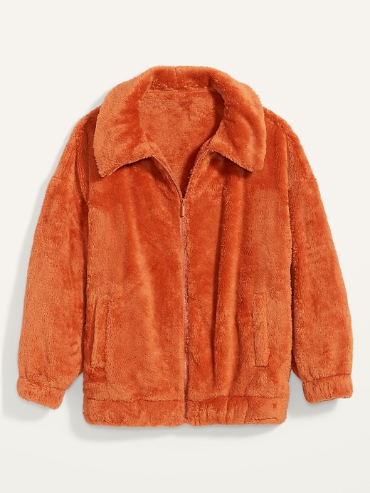 View large product image 2 of 2. Cozy Teddy Sherpa Zip Lounge Jacket