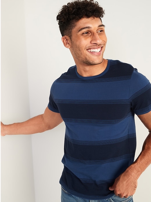 View large product image 1 of 2. Soft-Washed Striped Crew-Neck Tee