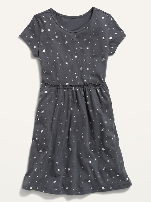 View large product image 2 of 2. Fit & Flare Short-Sleeve Jersey Dress for Girls