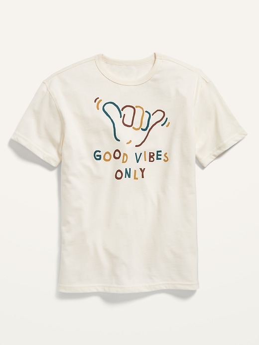 View large product image 2 of 2. Gender-Neutral "Good Vibes Only" Graphic Short-Sleeve Tee for Kids