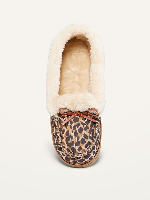 Image number 2 showing, Water-Repellent Faux-Fur-Lined Moccasin Slippers