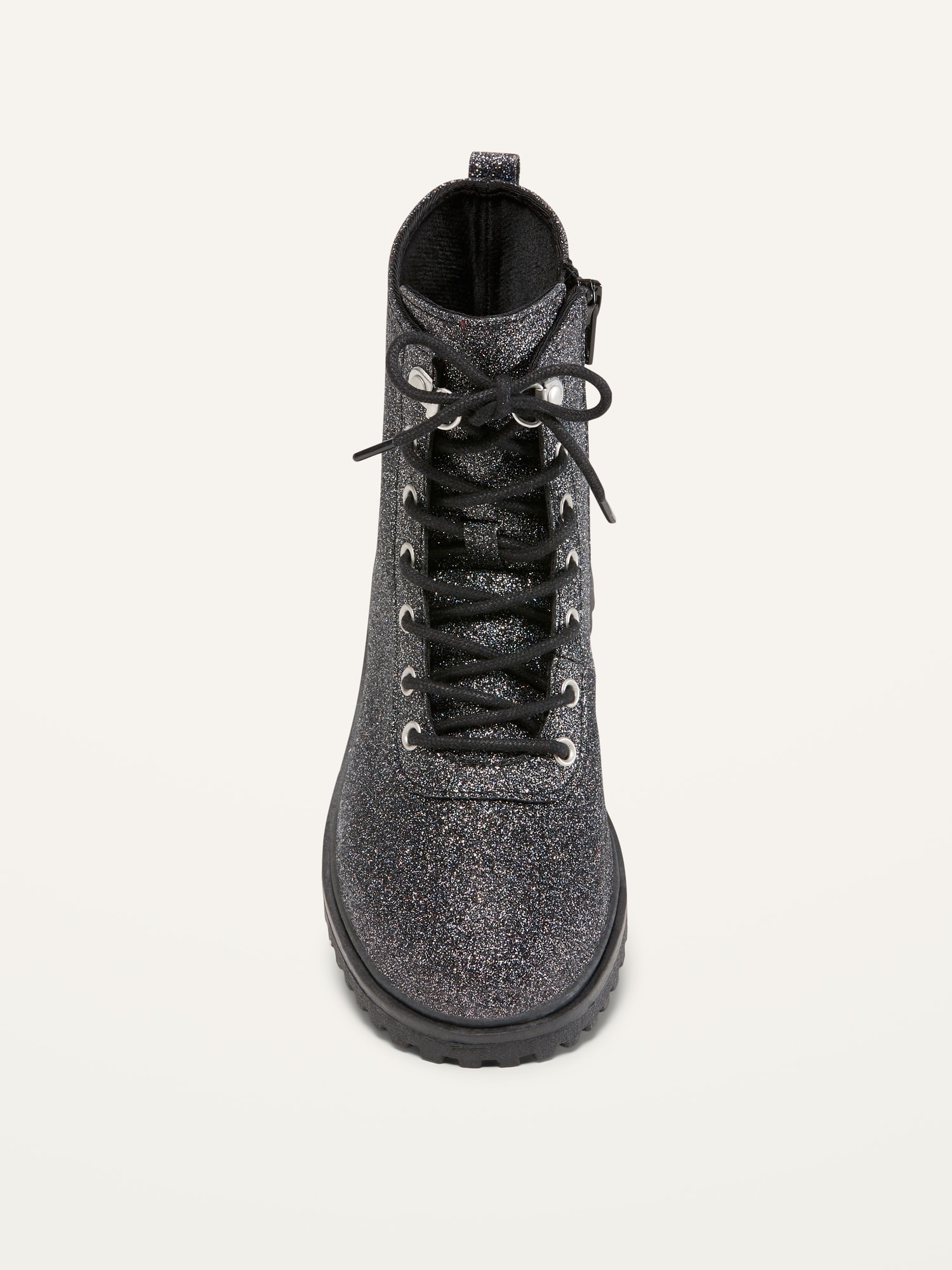 Gray Glitter Lace-Up Combat Boots for 