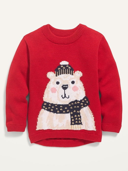 View large product image 1 of 2. Bear-Critter Graphic Pullover Sweater for Toddler Girls