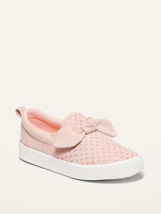 View large product image 1 of 4. Faux-Suede Perforated Bow-Tie Slip-Ons for Toddler Girls