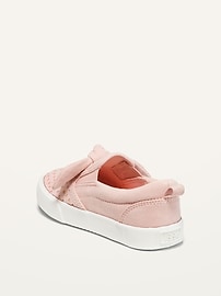 View large product image 3 of 4. Faux-Suede Perforated Bow-Tie Slip-Ons for Toddler Girls
