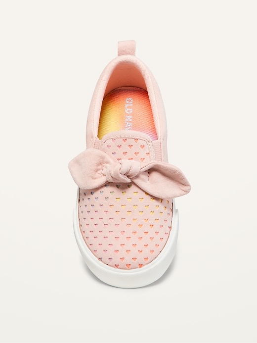 View large product image 2 of 4. Faux-Suede Perforated Bow-Tie Slip-Ons for Toddler Girls