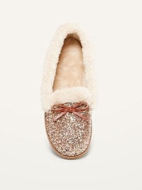 womens glitter moccasin slippers