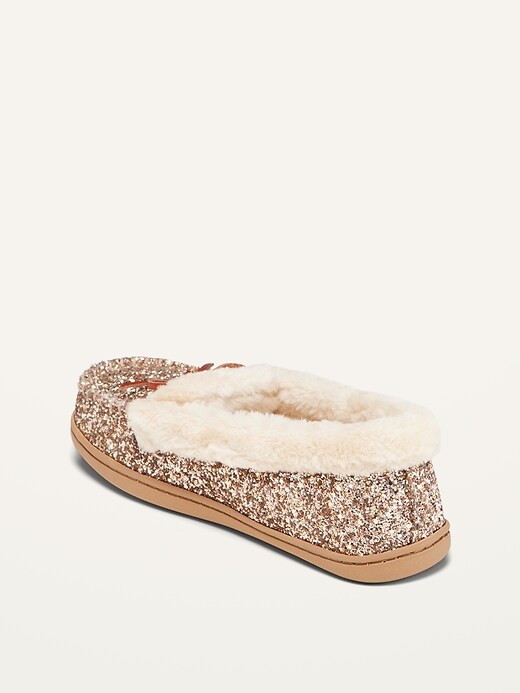 Image number 3 showing, Glitter Faux-Fur Lined Moccasin Slippers
