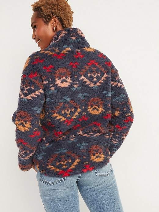 Image number 2 showing, Relaxed Cozy Sherpa Logo Half-Zip Sweatshirt for Women