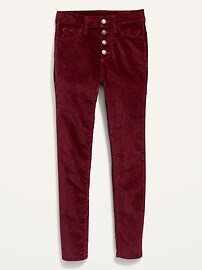 View large product image 4 of 4. High-Waisted Rockstar Super Skinny Button-Fly Velvet Pants for Girls