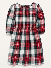 View large product image 3 of 3. Plaid Smocked-Bodice Dress for Girls