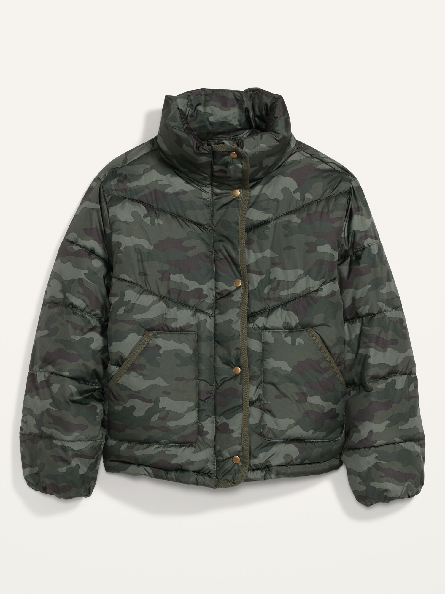 Camo Quilted Utility Puffer Jacket for Women