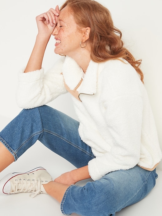 cozy sherpa half zip old navy