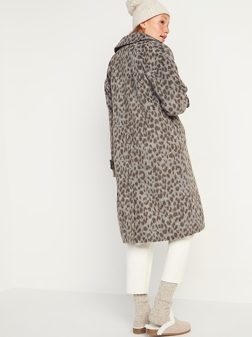 Image number 2 showing, Oversized Soft-Brushed Leopard-Print Coat for Women