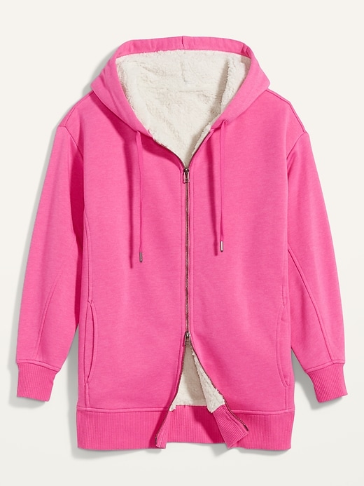 Cozy Oversized Sherpa-Lined Zip Hoodie for Women | Old Navy
