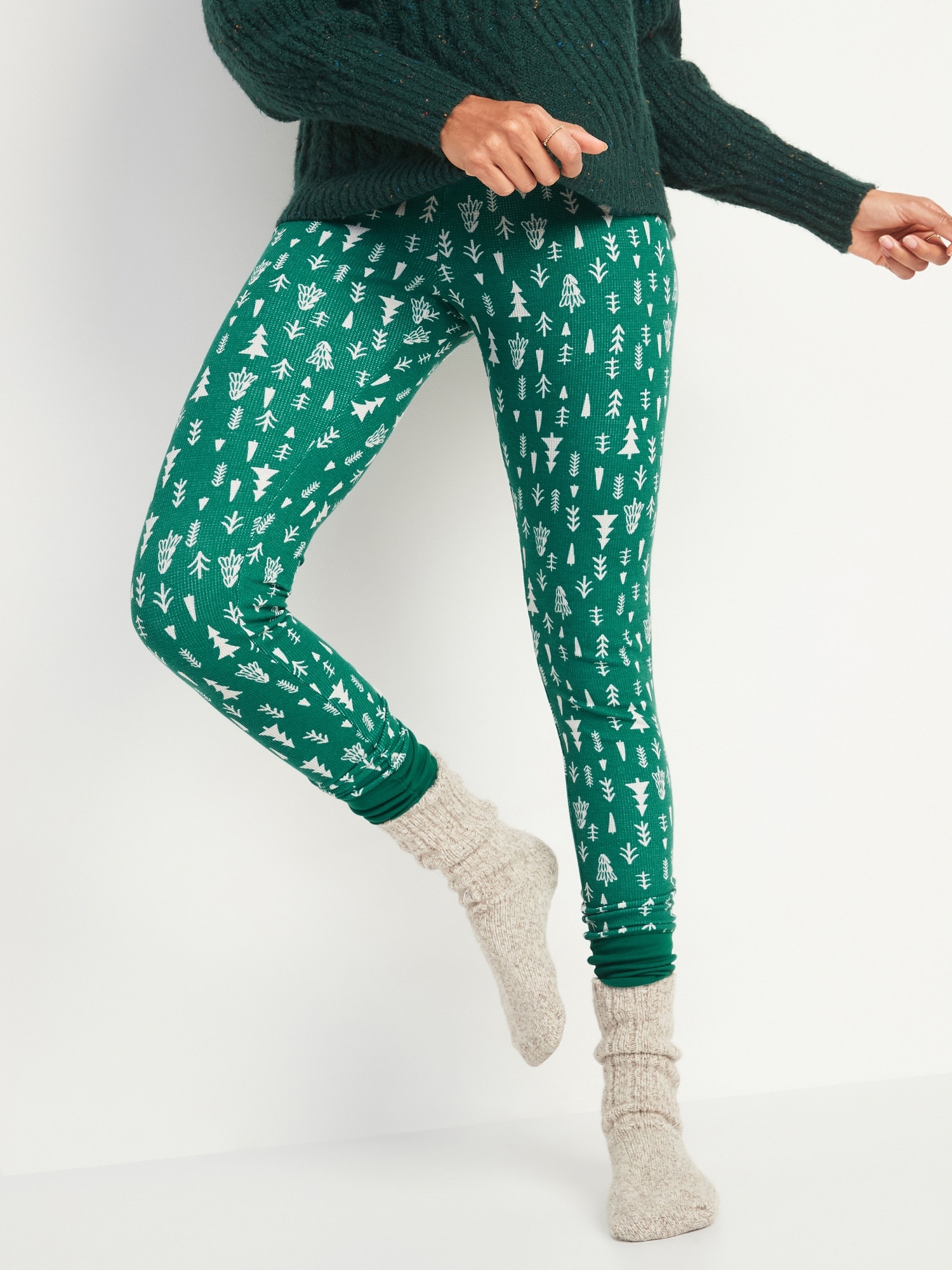 Matching Printed Thermal-Knit Pajama Leggings for Women, Old Navy
