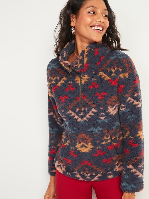 View large product image 1 of 2. Relaxed Cozy Sherpa Half-Zip Sweatshirt