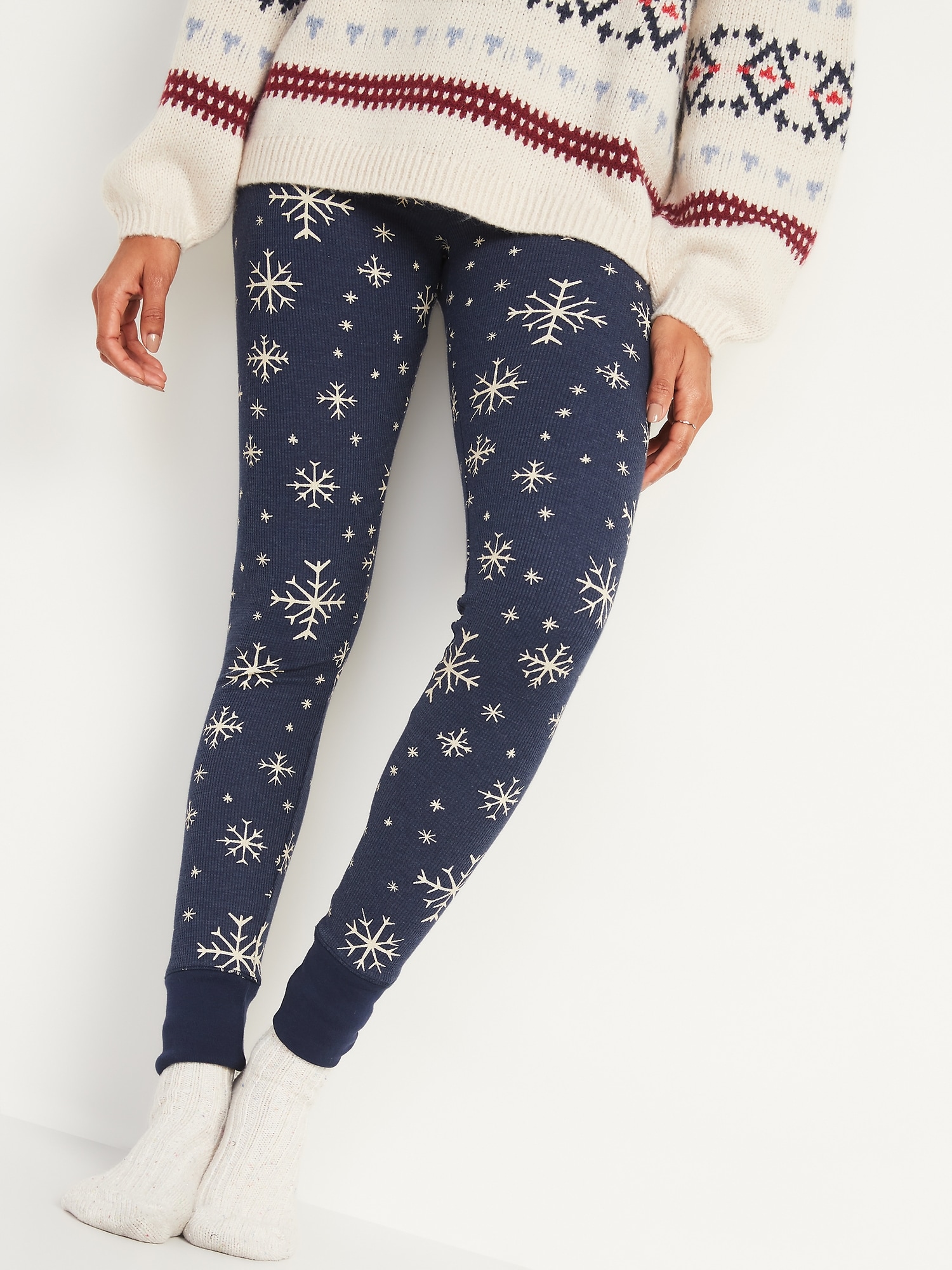 Faux Fur Insert Cable Knit Top And Snowflake Print Leggings Plus Size  Outfit [57% OFF] | Rosegal