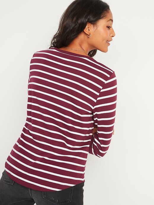 Image number 2 showing, EveryWear Striped Long-Sleeve V-Neck Tee for Women