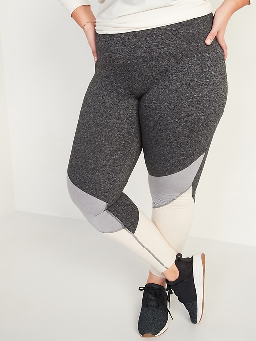 Image number 1 showing, High-Waisted Elevate CozeCore Color-Blocked Plus-Size Leggings