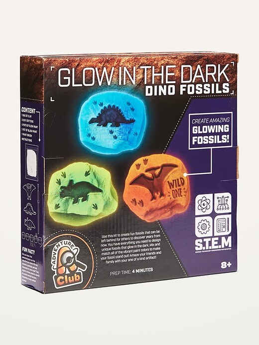 View large product image 1 of 2. Adventure Club Glow-In-The-Dark Fossils Activity Kit For Kids