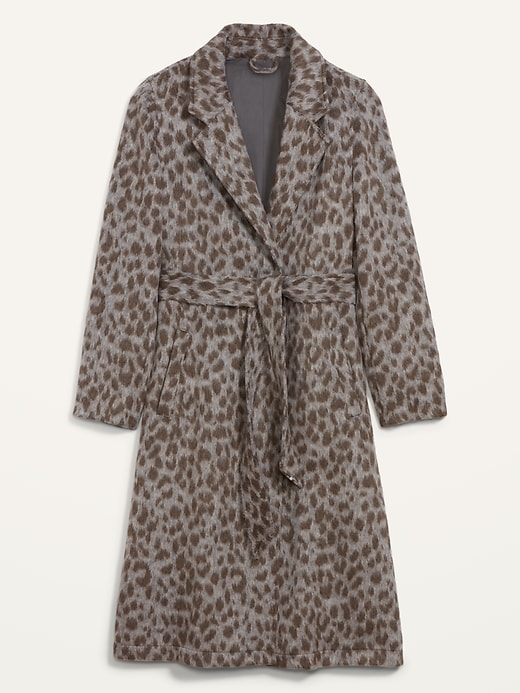 Image number 4 showing, Oversized Soft-Brushed Leopard-Print Tie-Belt Coat for Women