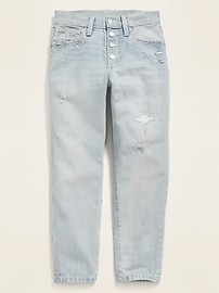 View large product image 4 of 4. POPSUGAR x Old Navy High-Waisted O.G. Slim Straight Distressed Button-Fly Jeans