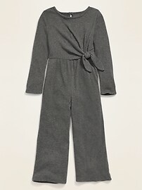 View large product image 3 of 3. Side-Tie Rib-Knit Jumpsuit for Girls