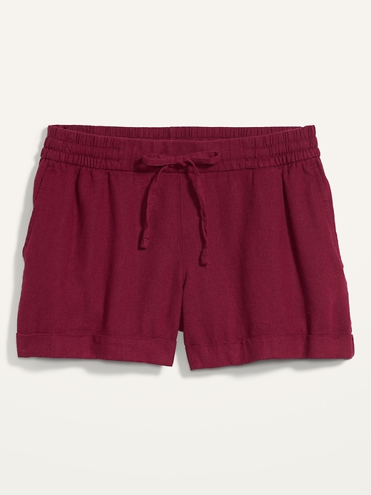 View large product image 1 of 1. Mid-Rise Linen-Blend Shorts For Women - 4 inch inseam