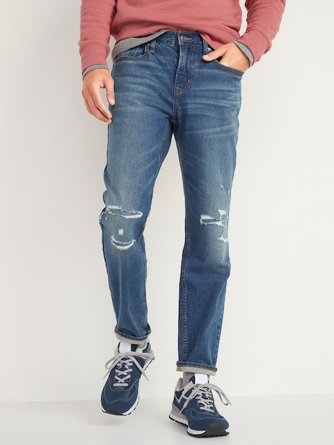 Athletic Taper Built-In Flex Ripped Jeans